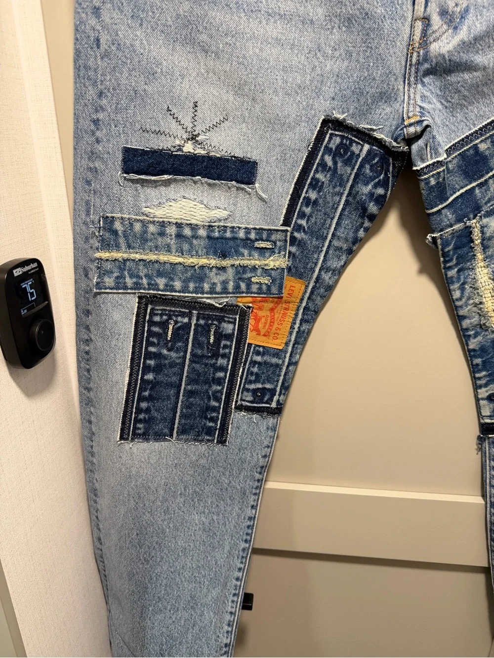 NWOT Levi's Light Blue Jeans with Dark Blue Patchwork